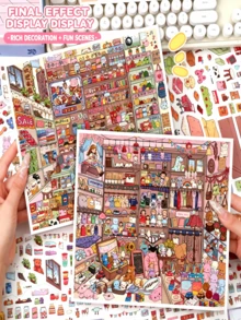 New Large Size DIY Scene Stickers, Adult Landscape Stickers, House Stickers, Scrapbooking Stickers, 3D Miniature House Micro Landscape Stickers, DIY Scrapbook Stickers, Landscape Stickers, Scenery Stickers, Notebook Stickers, Back To School - A - View 13