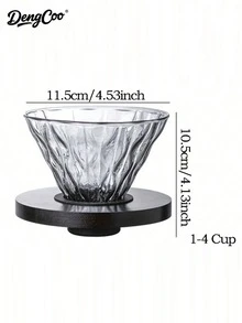 choxila 1pc V02 Pour Over Coffee Maker, 600ml Glass Carafe, Glass Drip Coffee Filter, With Wooden Base Stand, Suitable For Home Or Office Use - Coffee Tools - View 10