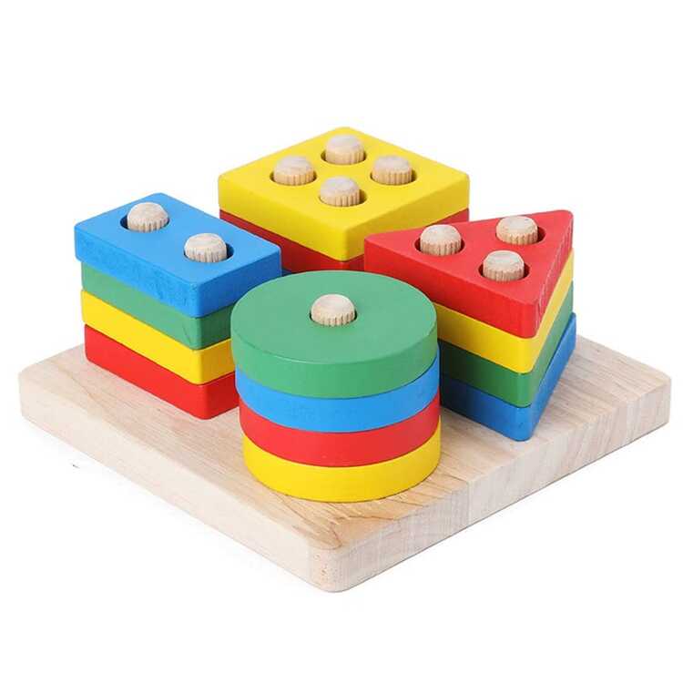 4-Post & 5-Post Wooden Montessori Geometric Shape Matching Puzzle Blocks, Educational Toy For Preschool Kids. Concentration And Visual Training. Suitable For Kindergarten And Preschool. Desktop Game Toy, Great Birthday Gift. Wooden Learning Puzzle, Awakening Children's Geometric Shape And Color Recognition, Hand-Eye Coordination, Fun Stacking Blocks Intelligent Toy - Multicolor - View 17