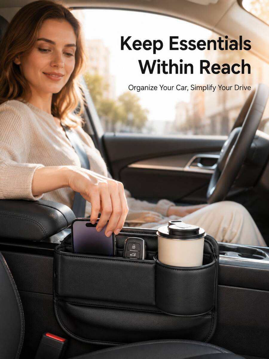 Car Seat Anti-Fall Storage Bag, Console Storage Bag, Convenient For Accessing Mobile Phones And Keys, Suitable For Sedans, SUVs, And Trucks, A Multi-Functional Essential Storage Bag.