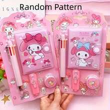SANRIO 一套三丽鸥文具套装 - 6支彩色圆珠笔、迷你笔记本、彩色笔、胶带 - 笔记本套装 - 圣诞节、万圣节、派对和生日的最佳礼物之一，派对礼品、学习用品 - 長方形 - 查看 6