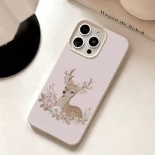 1pc Warm Deer Pattern Phone Case, Interesting Printed Design, Faux Leather Texture Fashionable Shock-Proof Protective Cover, Suitable For IPhone 17/16/15/14/13/12/11/Pro/Pro Max/Plus, Ideal Gift For Couples, Family, And Friends - Multicolor - View 5