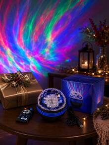 [Northern Lights Projection Lamp] Blue, Pink & Purple Multicolor Light Patterns Decorative Lamp With Remote Control, Suitable For Bedroom, Living Room, Dorm, Home Decor - Multicolor - View 9