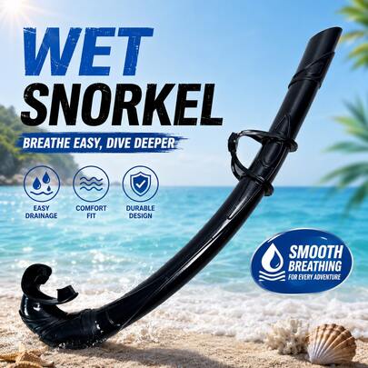 1pc Professional Freediving Wet Snorkel, Comfortable PVC Material Snorkel Tube For Snorkeling, Diving, Swimming Training, Suitable For Adults And Teenagers, Unisex