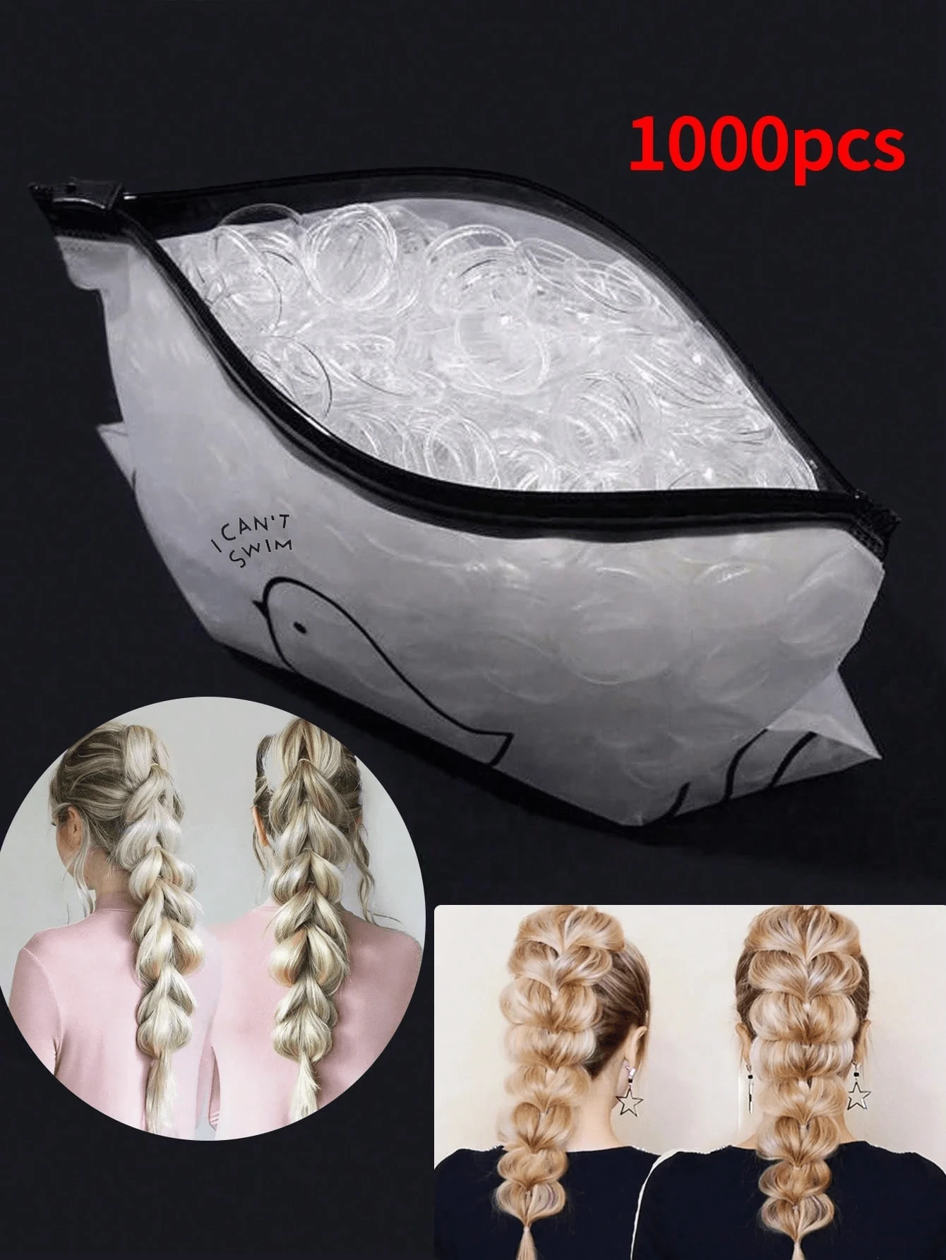 1000 chiếc/gói Dây buộc tóc không đường may dùng một lần - Nhiều màu - Xem 1