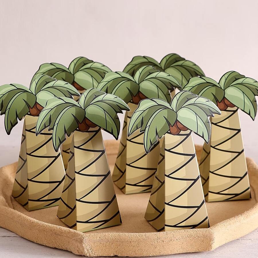 10PCS Palm Tree Shaped Paper Gift Boxes, Elegant And Unique, Fresh Tropical Style With Rich Charm, Specially Designed For Various Traditional Festivals, Perfect Choice For Holiday Gifts And Party Favors - Palm Trees - View 1