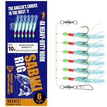 TAVERIKO 1pack/10packs Rainbow Sabiki Rig, Colorful Hooks + Glow Beads, High Carbon Steel Sharp, Suitable For Saltwater & Freshwater Fishing, Mackerel/Sardine/Whitebait/Bass, Fishing Tackle - Blue - View 2