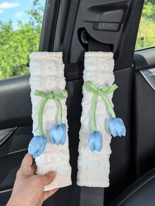 鬱金香花紋汽車安全帶肩墊，創意汽車安全帶保護套，適用於四季，女性汽車配件 - 鬱金香 - 查看 15