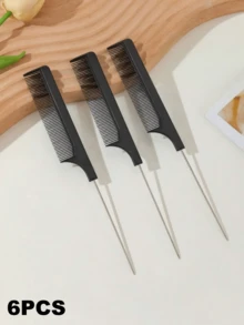 1/3/6 piezas Peine de acero inoxidable, apto para uso doméstico y salón - Negro - Ver 9