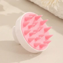 1pc 3.15" X 2.76" Soft Silicone Scalp Massage Shampoo Brush, Exfoliating Scalp Scrubber, Skin-Friendly Hair Washing Comb, Comfortable Head Scrubbing Bath Brush, Bathroom Decor, Travel Essential, Summer Hair Care Tool, Relaxing Scalp Massage, Gentle Hair Brush, Beauty Accessory - Multicolor - View 11