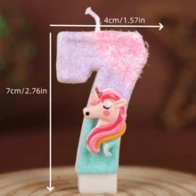 1件裝全息獨角獸0-9數字生日蠟燭，創意新風格，童話主題，適用於蛋糕裝飾、甜點桌、生日派對慶祝蠟燭 - 查看 7