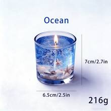 Ocean Scented Candle With Real Sand, Stones, Starfish And Seashells, Creates Ambiance, Gifts For Valentine's Day, Couples, Women, Girls, Wedding, Room Decor, Friends, Graduation, Birthday, Mother's Day, Home Decor, Birthday Decor, Fragrance: Ocean Breeze - Multicolor - View 13