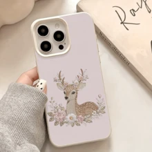 1pc Warm Deer Pattern Phone Case, Interesting Printed Design, Faux Leather Texture Fashionable Shock-Proof Protective Cover, Suitable For IPhone 17/16/15/14/13/12/11/Pro/Pro Max/Plus, Ideal Gift For Couples, Family, And Friends - Multicolor - View 2