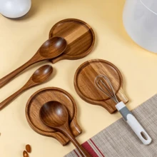 2 piezas/1 pieza Posacucharas de madera de palo de rosa (para estufa), soporte para utensilios de cocina para encimera, adecuado para cucharas, cucharillas de café, cucharas de cocina, espátulas y pinzas, decoración rústica de cocina - Multicolor - Ver 2