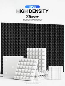 TMJD MISS 12 Pack Self-Adhesive Soundproofing Foam Panels - 12x12x2 Inch Noise Reduction Pyramid Design Sponge Wall, For Wall Soundproofing, Echo Control, Podcast Recording Sound Insulation Material - Pyramid Design - View 2