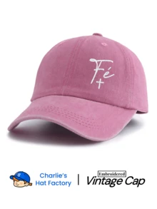 1 Pc "Fé" Cross Embroidery Washed Baseball Cap, Unisex Available In Multiple Retro Colors, Brazil Christian Faith Aesthetic Dad Hat, Minimalist Slogan Outdoor Travel Accessories - Fé Cross - View 11