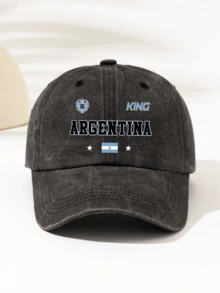 1pc Minimalist Letter Washed Baseball Cap With "KING ARGENTINA" Print, Fashionable Gift For Family And Friends, Suitable For Outdoor Sports, Lightweight And Portable, All Season - Washed Baseball Cap - View 8