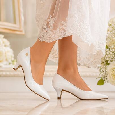Scarpin Feminino Verniz Bico Fino Salto Médio 5cm Elegante Clássico Confortável Antiderrapante Social Moda Evangélica