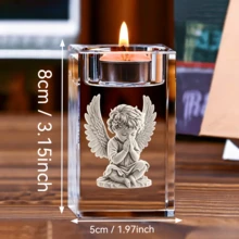 1個 8cm 天使雕刻水晶蠟燭台（不含蠟燭）。適用於臥室、客廳、冥想室、婚禮裝飾、生日禮物和紀念品，可搭配奢華、波希米亞和森林美學等多種家居風格。 - 多色 - 查看 7