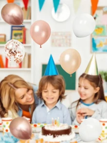 40 quả bóng bay cao su nhiều màu sắc kích thước 10 inch, có chứa giấy vụn trang trí, dùng trang trí tiệc sinh nhật. - Kiểu A-1 - Xem 3
