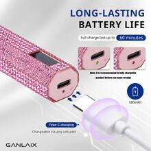 GANLAIX 水鑽美甲烘乾燈附支架，便攜手持式 USB 充電凝膠美甲燈，LCD 螢幕顯示，快速固化迷你美甲燈，適用凝膠指甲油，女性禮物 - 彩色 - 查看 4