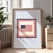 1 pezzo Quadro da parete in tela con bandiera americana in stile rustico, opera d'arte stampabile con bandiera americana in stile accademico, motivo a bandiera USA per il 4 luglio, decorazione americana, quadro su tela, arte con ragazza di moda, opera d'arte con citazione ispirazionale, decorazione per la casa, tela appesa - A - Visualizzare 10