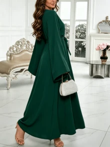1 chiếc váy Abaya nữ kín đáo, màu trơn, tay cánh dơi và thắt lưng - Áo maxi dài rộng rãi, trang phục Hồi giáo dành cho mặc hàng ngày và các dịp đặc biệt. - Nhiều màu - Xem 41