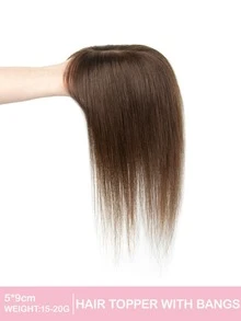 Women's Human Hair Topper With Bangs To Cover White Hair, 5*9cm Silk Base For Added Volume, Essential Hair Accessory For Festivals, Summer, Travel And Holidays - Multicolor - View 30