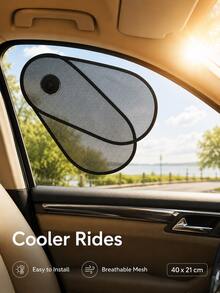 Parasol para ventana lateral de coche con ventosas, parasol de malla transpirable con protección UV para bebés y niños, cubierta de privacidad transparente antideslumbrante y bloqueadora de calor, plegable y de ajuste universal para la mayoría de coches y SUV, protección solar - A - Ver 6