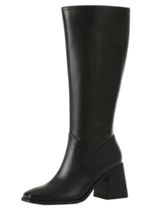 2026 New Fall Fashion Knee High Boots For Women Thick Heel Solid Color Side Zipper Square Toe Comfortable Classic Wide Calf Boots Winter Party Shoes - 黑色 - 查看 5