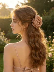 3件組玫瑰花髮夾，女性優雅高端髮飾，波西米亞花卉風格，適合四季，花卉滾邊工藝，高品質，時尚可愛禮物，完美搭配日常下午茶穿搭、派對，送給朋友、母親節、情人節的最佳髮飾禮物，玫瑰紅、蓮花粉、淡粉色，開學季 - 彩色 - 查看 9