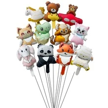 12 Stücke Set mit 16-Zoll-Mini-Ballons in den Motiven Fuchs, Bär, Schaukelpferd, Dinosaurier und Panda für Partydekorationen, zufällige Ausführungen (ohne Schnüre) - Übersicht 3