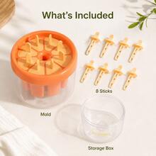 8-Slot Rotating Ice Pop Mold With Lid, Reusable Ice Pop Maker With Storage Box, Suitable For Children, DIY Ice Cream, Fruit Ice, Yogurt Ice, Easy Release Ice Pop Tray Fit For Refrigerator, Cute Multi-Color Kitchen Tool For Summer, Space-Saving Ice Pop Organizer Rack For Home Baking - Orange - View 5