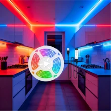 5V 3535RGB LED燈條，三按鈕控制，USB供電。自黏式、柔性LED燈條。適用於客廳、臥室、樓梯間和書房裝飾。 - 3-key USB RGB - 查看 6