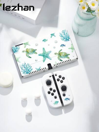 1 chiếc ốp bảo vệ màn hình thiết kế hoa lá và sinh vật biển mùa hè, tương thích với Switch 2 (2025), dành cho Nintendo Switch NS/Switch OLED, phụ kiện Switch 2, túi đựng, ốp bảo vệ Switch, quà tặng lãng mạn cho người chơi Switch.