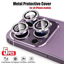 Rhinestone Camera Lens Protector Ring, Aluminum Alloy Scratch-Resistant Lens Film, Compatible With IPhone 17 Pro Max/16 Pro Max/16 Plus/15/14/13/12/11 Rear Camera Protection - Purple - View 29