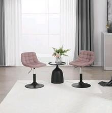 Taburete Tocador con Respaldo, AlturaAjustable, Silla Maquillaje, con Reposapies y BaseMetalicas, Chenilla, Blanco, BH300rs-1 - Pink - Übersicht 4