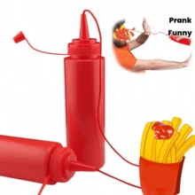 Funny Prank Ketchup Toy - Pressure Sensitive Fake Ketchup Bottle, Red Sauce Design, April Fool's Prank & Relaxation Gift, Ketchup Lover Gift, Humorous Accessory, Durable Fun Prop, Must-Have For Party Planners - Multicolor - View 1