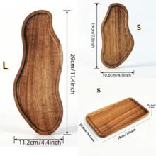 New Creative Acacia Wood Tray - Gourd Shaped Dessert Serving Plate, Coffee Tray, Snack Tray, Beautiful And Elegant, Perfect For Cakes, Appetizers, Macarons, Nuts, Snacks, Table Centerpiece, Home/Guest Room/Bedroom Decor, Multi-Purpose Tray, Natural Wood Grain, Polished Surface, All Season Kitchen Accessory, Patio, Plate - Brown - View 6
