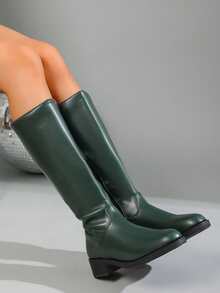 Women's Soft Sole Black Boots, British Style Versatile Ankle Boots, Slimming Foot-Flattering Boots - Green - View 2