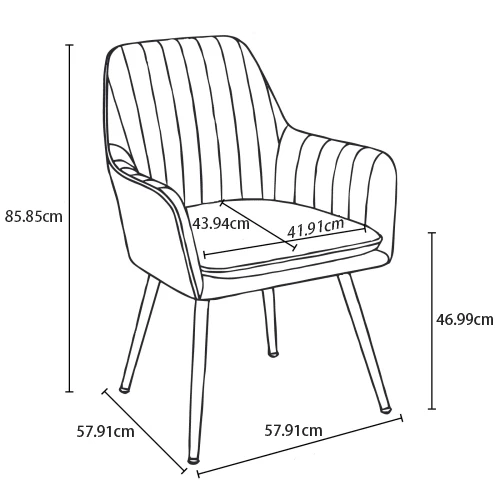 Dining Chair Set Of 2 – Modern Fabric Chair With Armrests And Gold-Plated Metal Legs. Luxurious Dining Room Furniture For Living Room, Kitchen & Reception Room - Brown - View 2