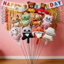 12 Stücke Set mit 16-Zoll-Mini-Ballons in den Motiven Fuchs, Bär, Schaukelpferd, Dinosaurier und Panda für Partydekorationen, zufällige Ausführungen (ohne Schnüre) - Übersicht 6