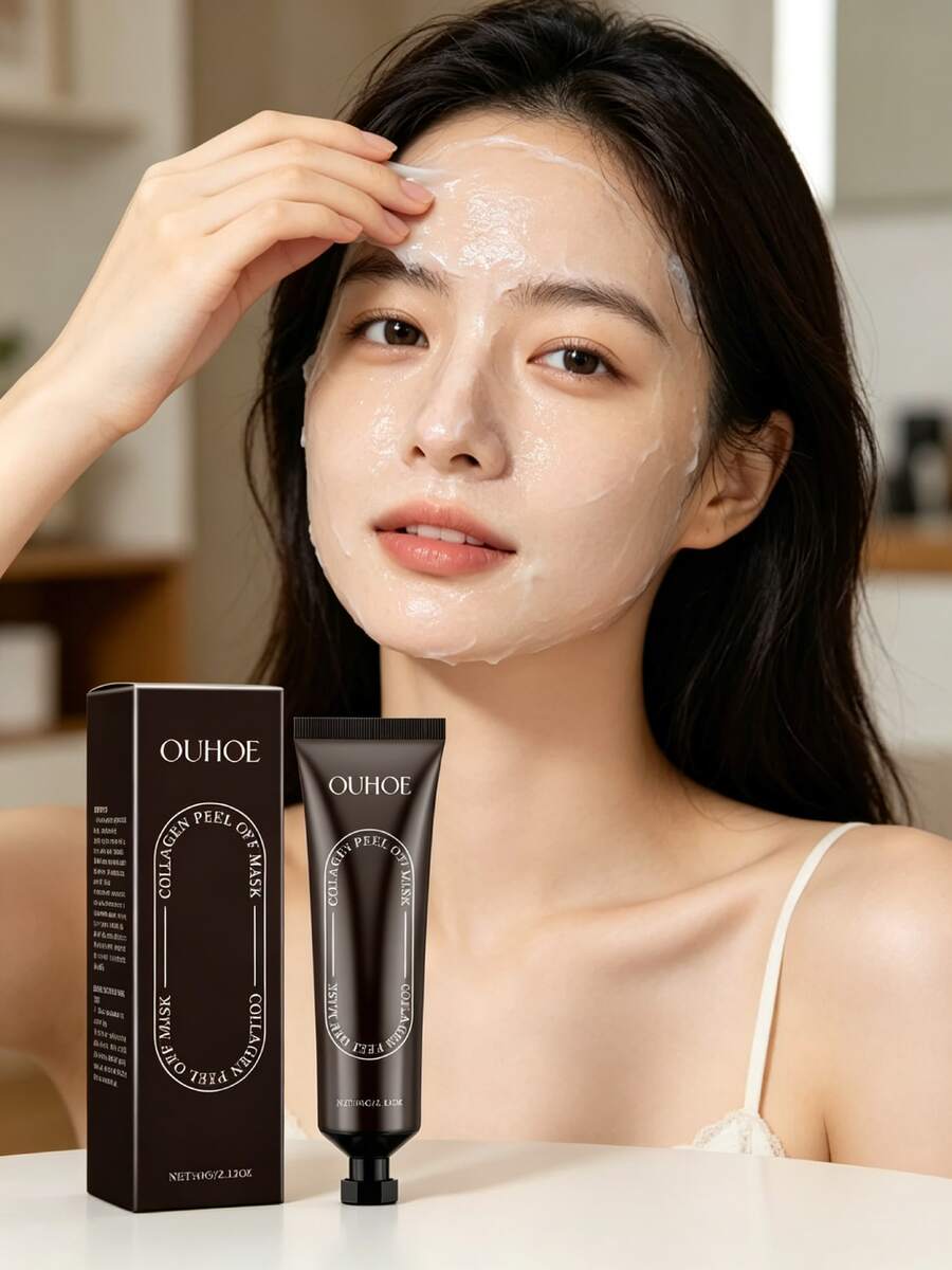 Hoygi 1 Pack Collagen Peel Off Face Mask For Deep Pore Cleansing & Hydration, With Glycerin & Centella Asiatica, Gentle Overnight Treatment For All Skin Types, Beauty Skincare Routine,Skin Care,Travel Essential,Quick Ship Items,Free Shipping - 清潔臉部控油撕拉麵膜 - 查看 1