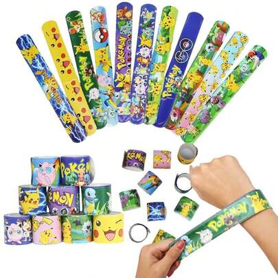  Vòng tay Pokemon, Vòng tay hình tròn vỗ tay, Vòng tay nhung hoạt hình, Vòng tròn vỗ tay, Quà tặng sinh nhật