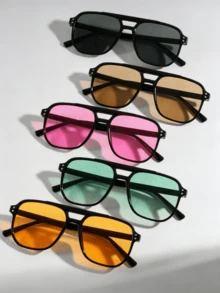 Set de 5 gafas de mujer con puente doble y remaches de colores múltiples, adecuadas para actividades al aire libre - Multicolor - Ver 2