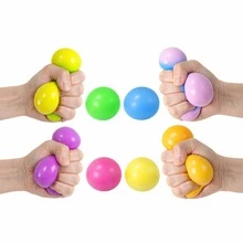 1 pieza Pelota de apretón colorida, juguete antiestrés de TPR suave y de rebote lento, adecuado para vacaciones de verano - Multicolor - Ver 4
