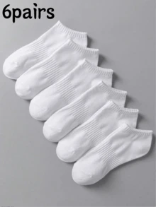 6 Pares de Meias Brancas Finas Casuais, Respiráveis e Confortáveis para o Verão, Unissex para Uso Diário, Doméstico, Viagem e Negócios - Branco - Visão 8