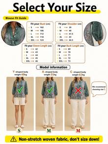 Western Geometric Printed Women's 3/4 Sleeve Shirt Casual Vacation Spring - Multicolor - View 5