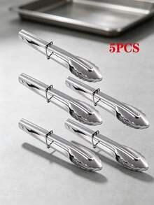 5pcs Stainless Steel Food Tongs Set, Kitchen Tongs, Heat Resistant Non-Slip, Suitable For Cooking, Grilling, Buffet, Salad And Daily Kitchen Use - Multicolor - View 4