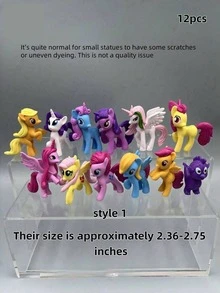 MY LITTLE PONY 12pcs Desktop Decor Miniatures, Perfect Gifts For Young People On Birthday, Christmas, Back To School, Suitable For Birthday Celebration, Friend Gifts, Memorial Gifts, Decorations, Home Decor, Valentine's Day Gifts - Multicolor - View 12